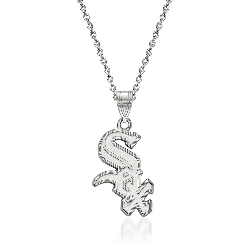 Sterling Silver MLB Chicago White Sox Pendant Necklace. 18&quot; image number 0