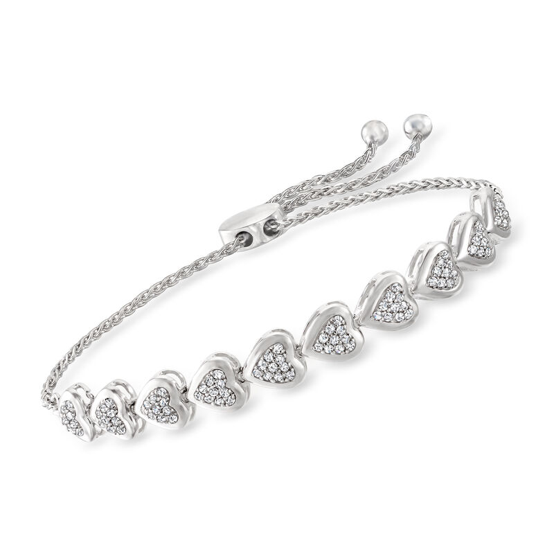 .50 ct. t.w. Diamond Heart Bolo Bracelet in Sterling Silver image number 0