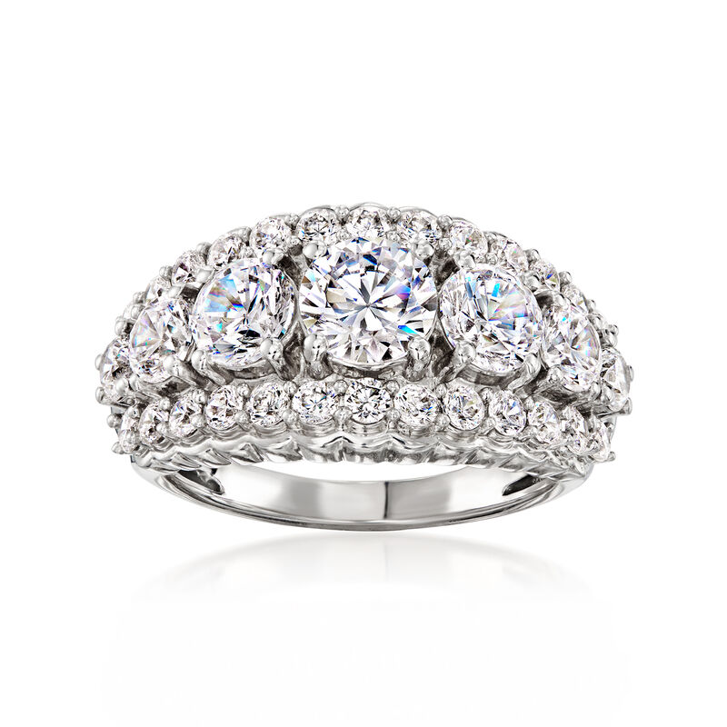 3.10 ct. t.w. CZ Three-Row Ring in Sterling Silver image number 0