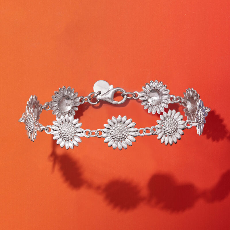 Italian Sterling Silver Sunflower Bracelet image number 4