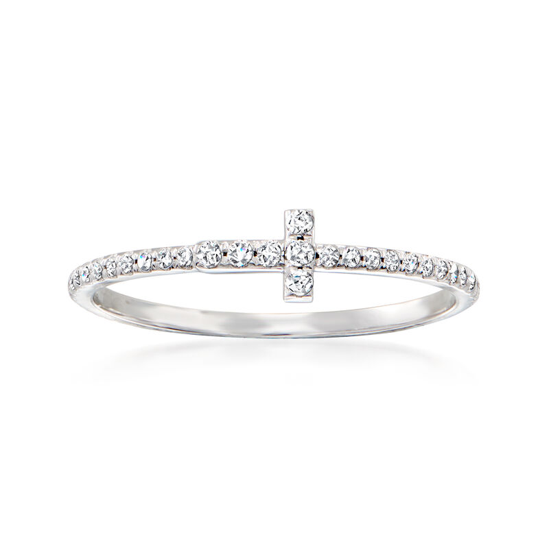 C. 2000 Vintage Tiffany Jewelry .30 ct. t.w. Diamond Cross Ring in 18kt White Gold image number 0