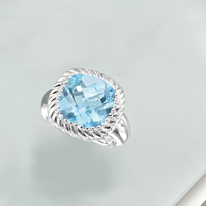 12.00 Carat Sky Blue Topaz Rope Ring in Sterling Silver image number 3