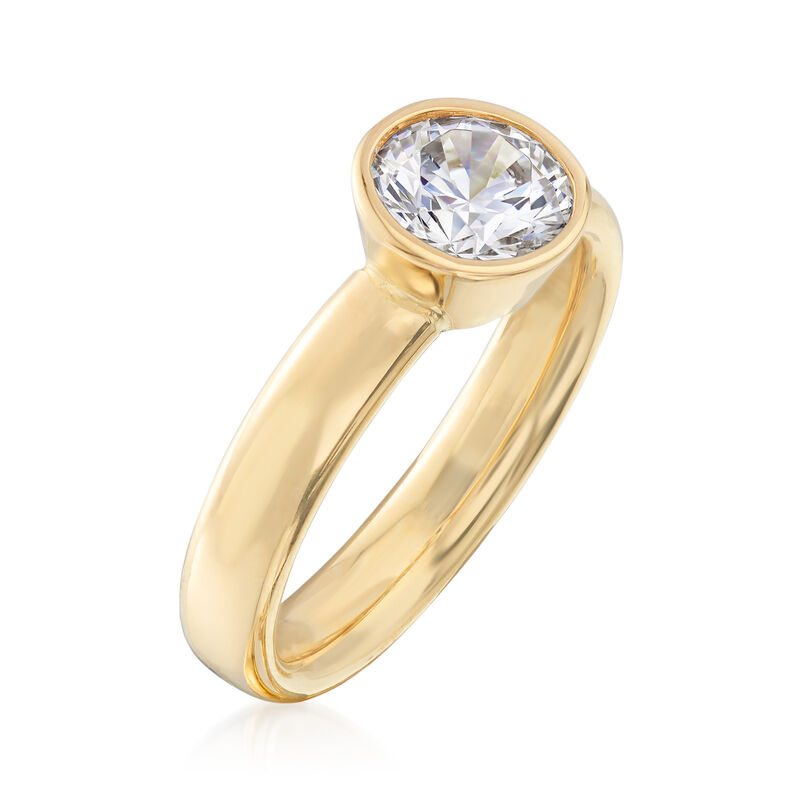 Italian 1.25 Carat Bezel-Set CZ Ring in 14kt Yellow Gold image number 2