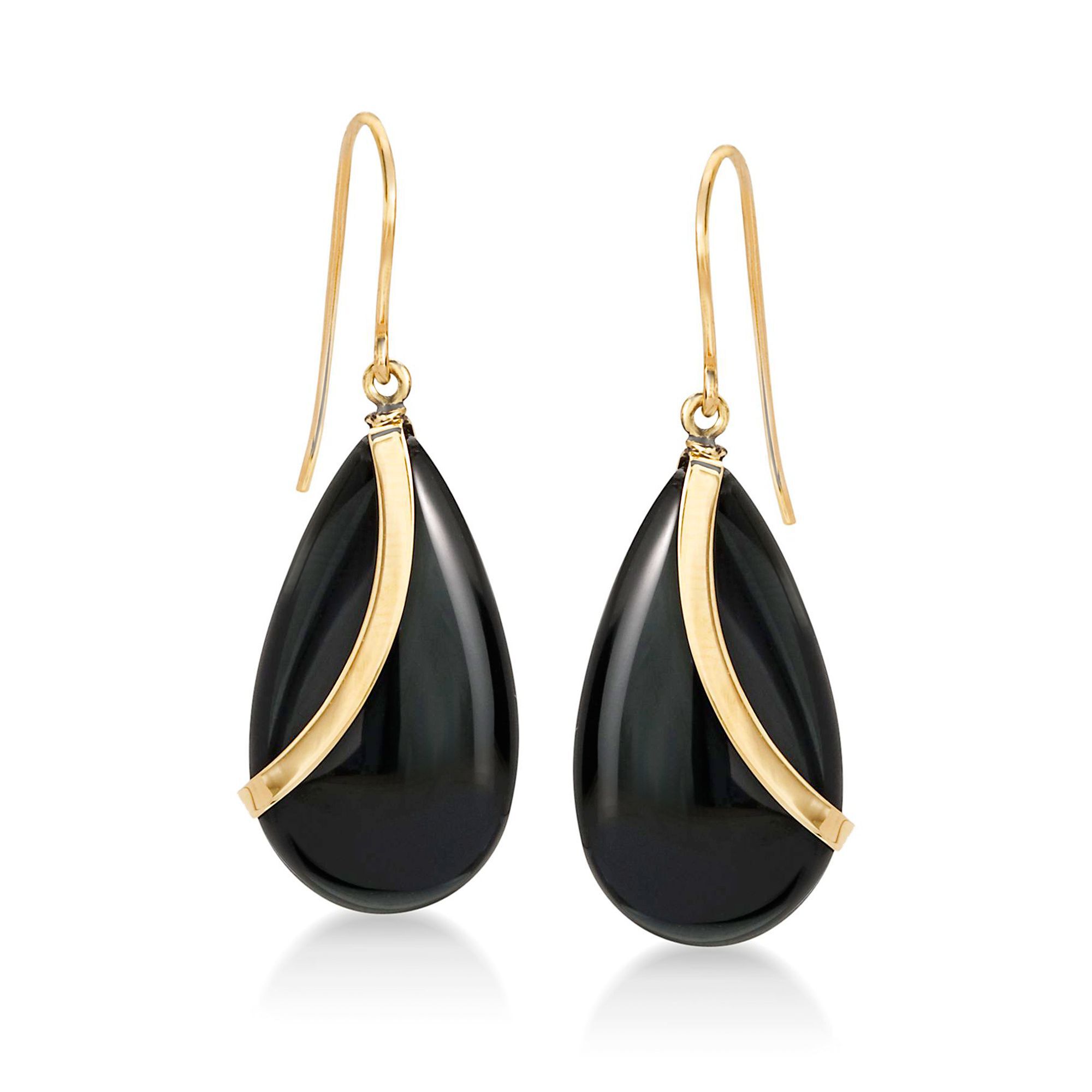 FRAMeWORK GIGI/ジジ 別注Amour earings onyx① 14k Yellow Gold Onyx Bezel Set Stud Earrings with Gallery