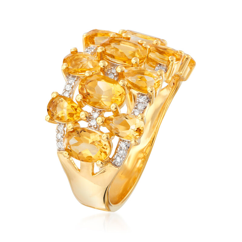 3.20 ct. t.w. Citrine and .10 ct. t.w. Diamond Ring in 18kt Gold Over Sterling image number 2