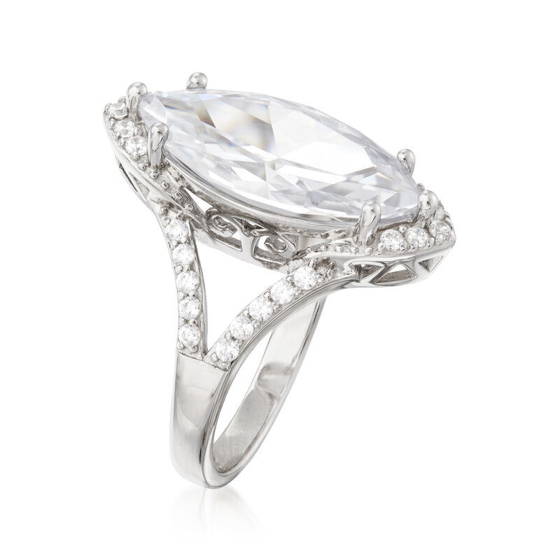5.40 ct. t.w. CZ Marquise Ring in Sterling Silver image number 2