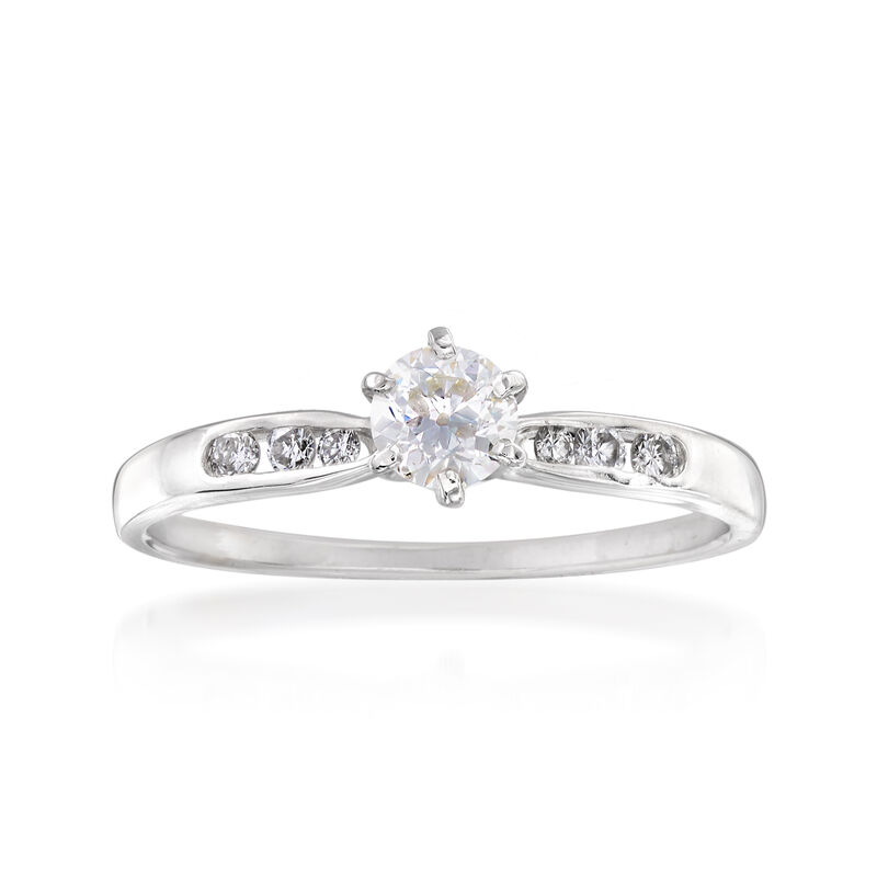 C. 1970 Vintage .37 ct. t.w. Diamond Engagement Ring in 14kt White Gold. Size 7.5 image number 0