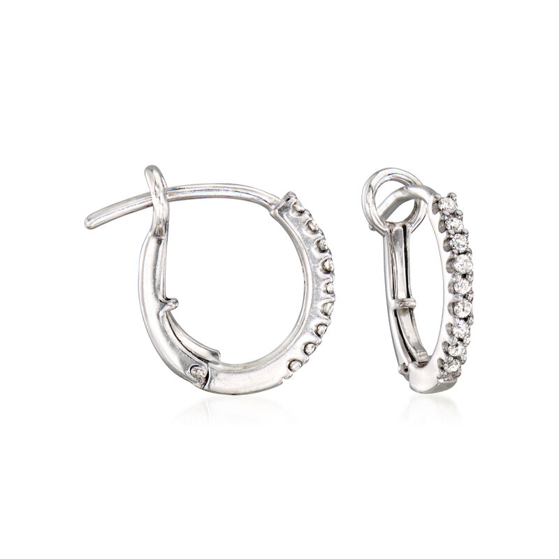 C. 1990 Vintage 1.60 ct. t.w. Prasiolite and .80 ct. t.w. Diamond Day/Night Hoop Drop Earrings in 14kt and 18kt White Gold image number 3