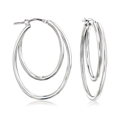 Italian Sterling Silver Double-Oval Hoop Earrings