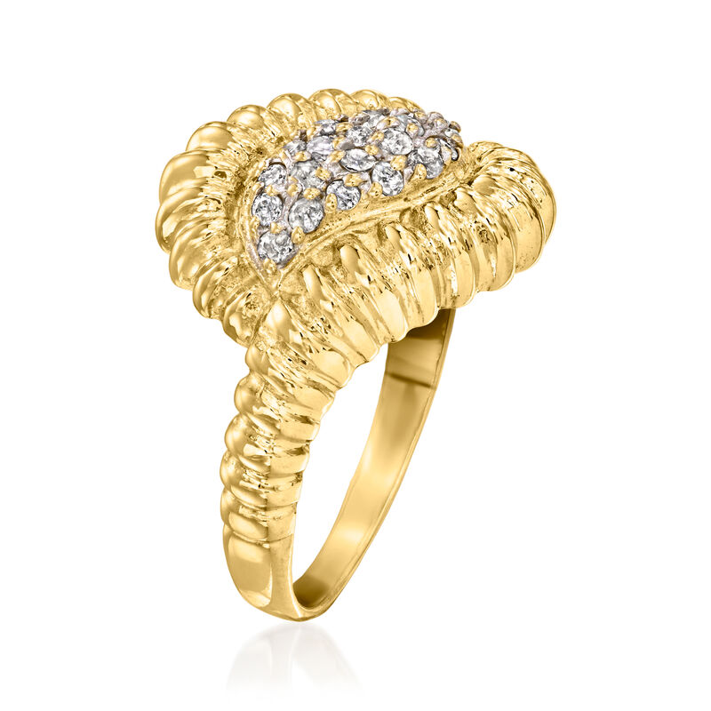 C. 1990 Vintage .30 ct. t.w. Diamond Cluster Ridged Ring in 14kt Yellow Gold. Size 7 image number 2