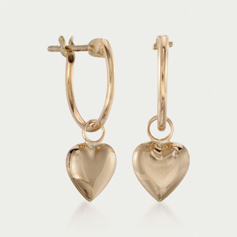 Child's 14kt Yellow Gold Heart Hoop Drop Earrings  image number 1