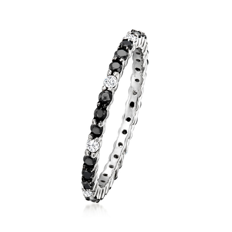 .50 ct. t.w. Black and White Diamond Eternity Band in 14kt White Gold. Size 8 image number 2