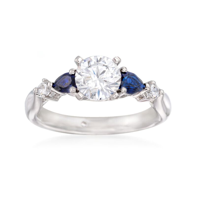 Gabriel Designs .52 ct. t.w. Sapphire and .10 ct. t.w. Diamond Engagement Ring Setting in 14kt White Gold image number 0