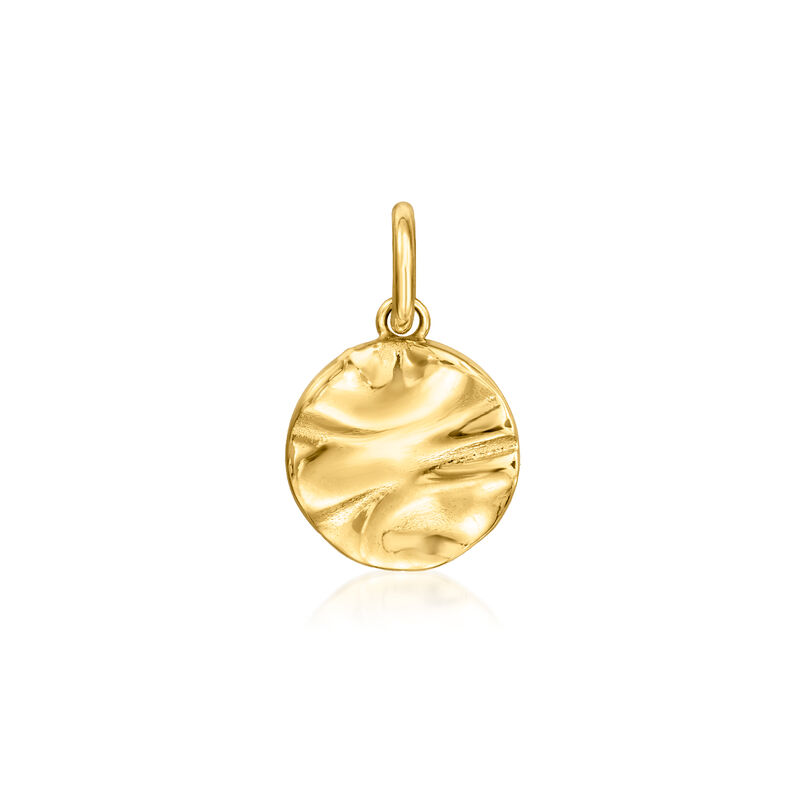 Italian 14kt Yellow Gold Wavy Disc Charm  image number 1
