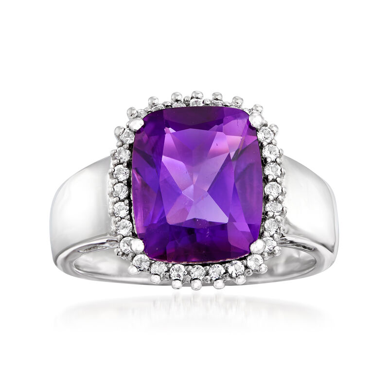 3.60 Carat Amethyst and .20 ct. t.w. White Topaz Ring in Sterling Silver image number 0