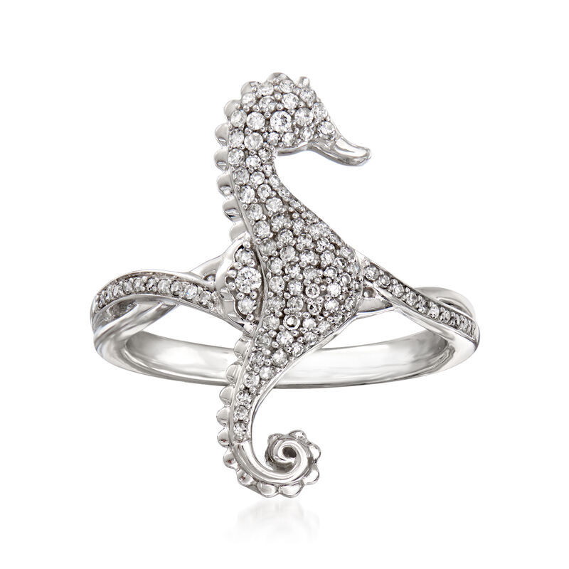 .33 ct. t.w. Diamond Seahorse Ring in 14kt White Gold image number 0