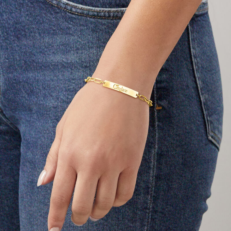Plain - 10kt Yellow Gold ID Bracelet. 7" image number 1