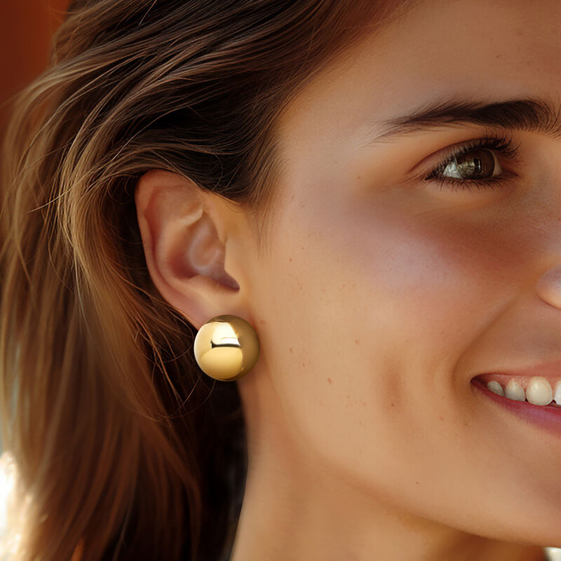 Italian 18kt Yellow Gold 20mm Dome Earrings image number 1