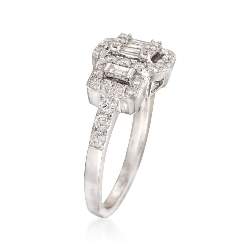 1.08 ct. t.w. Baguette and Round Diamond Ring in 14kt White Gold image number 2