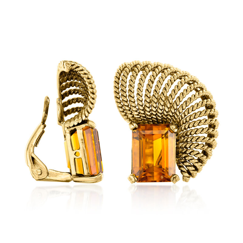 C. 1960 Vintage 8.00 ct. t.w. Citrine Swirl Clip-On Earrings in 18kt Yellow Gold image number 2