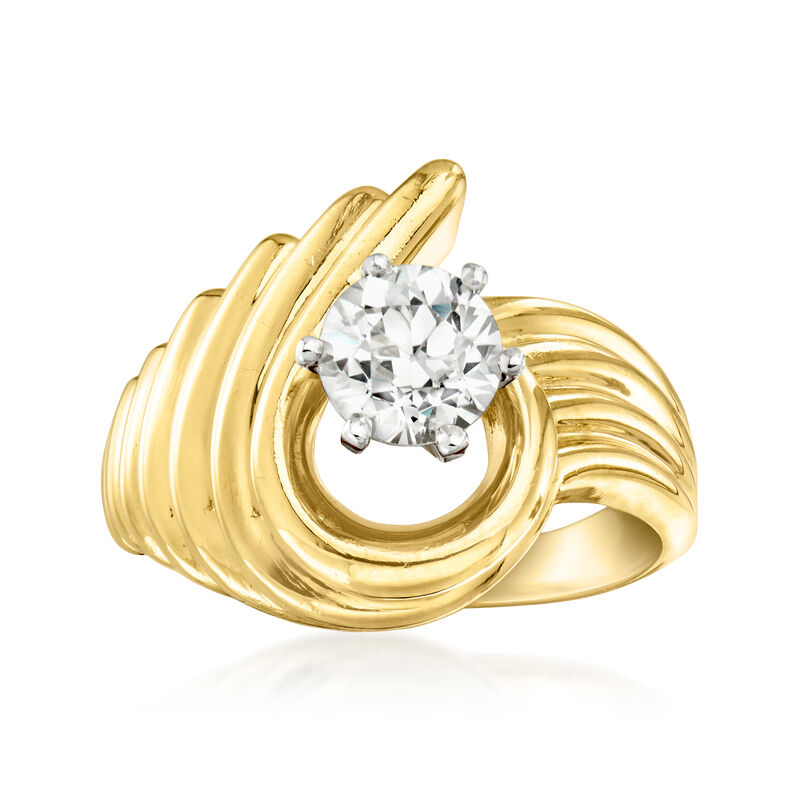 C. 1980 Vintage 1.03 Carat Diamond Scalloped Ring in 18kt Yellow Gold. Size 7 image number 0