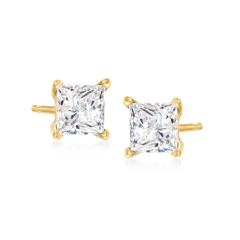 1.00 ct. t.w. Princess-Cut CZ Stud Earrings in 14kt Yellow Gold image number 0