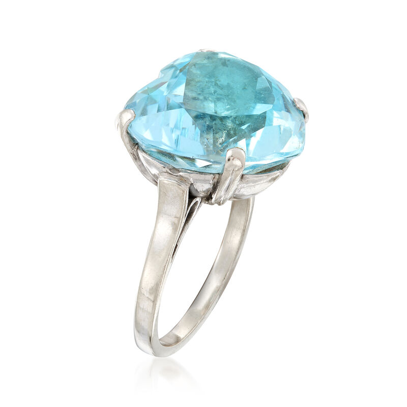 C. 1960 Vintage 14.80 Carat Aquamarine Heart Ring in 14kt White Gold image number 2