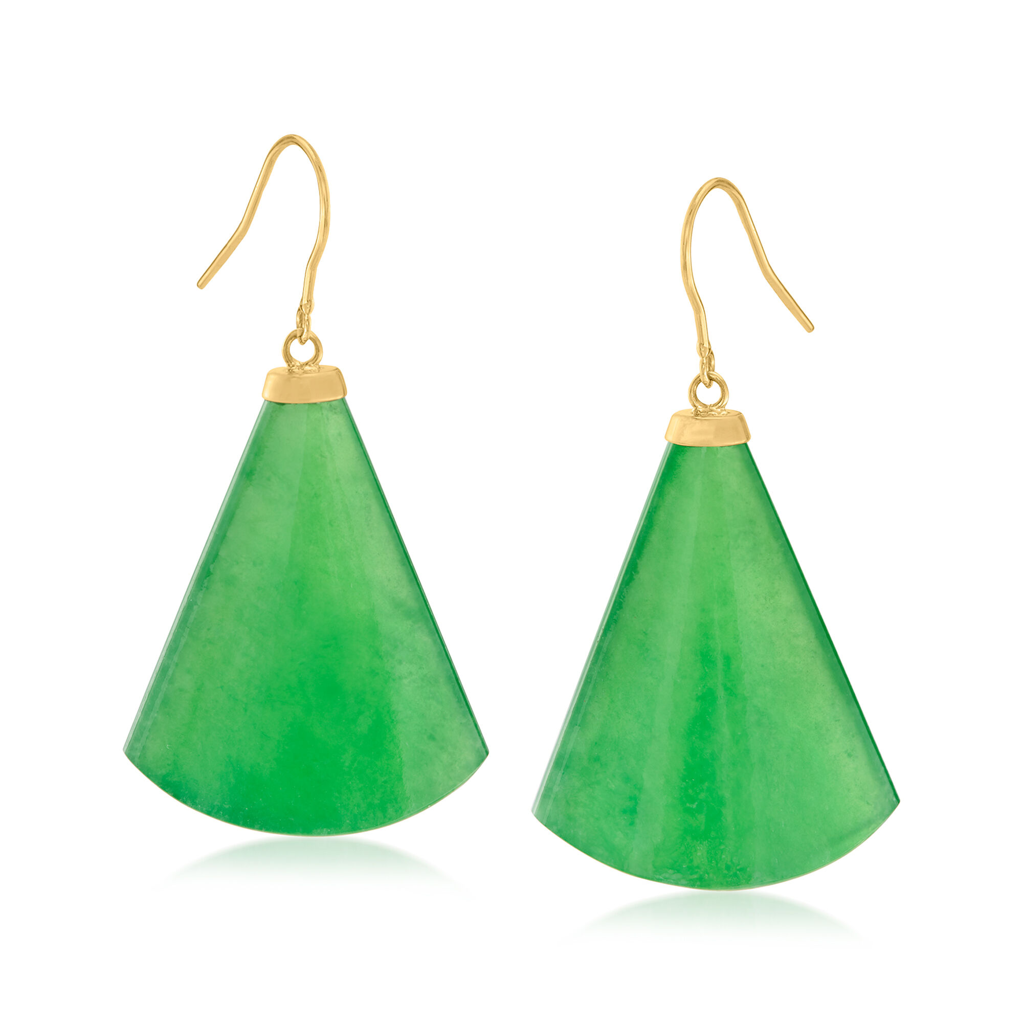 Jade Fan Drop Earrings in 14kt Yellow Gold | Ross Simons