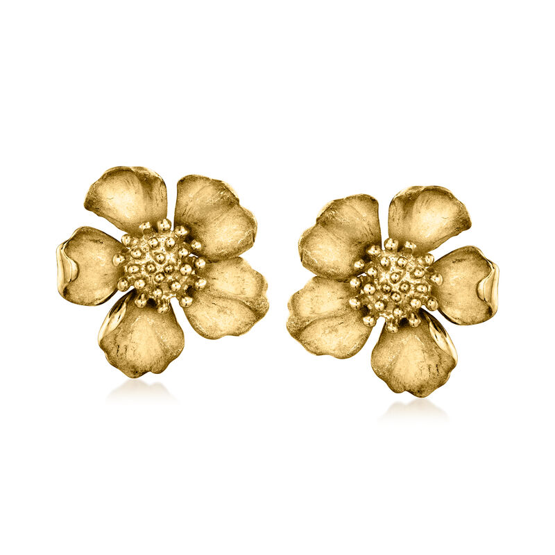 C. 1980 Vintage Tiffany Jewelry 18kt Yellow Gold Wild Rose Earrings image number 0