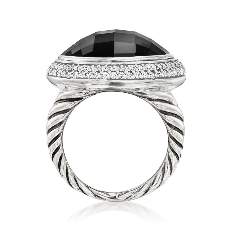 C. 1990 Vintage David Yurman Onyx Ring with 1.15 ct. t.w. Diamonds in Sterling Silver. Size 6.5 image number 3