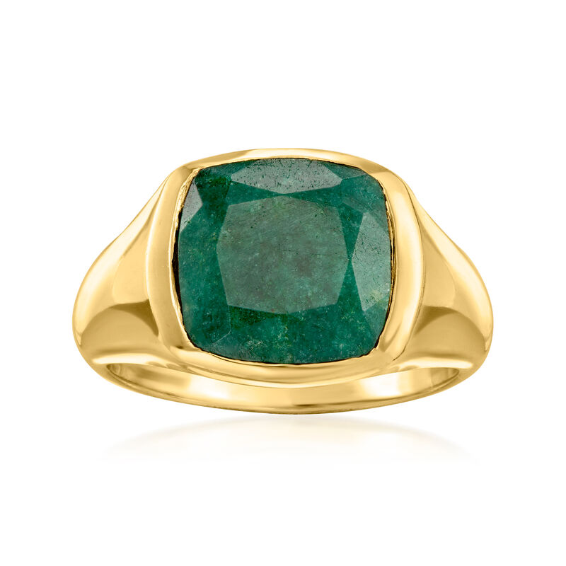 14kt Yellow Gold-Plated Ring with 6.00 Carat Emerald image number 0