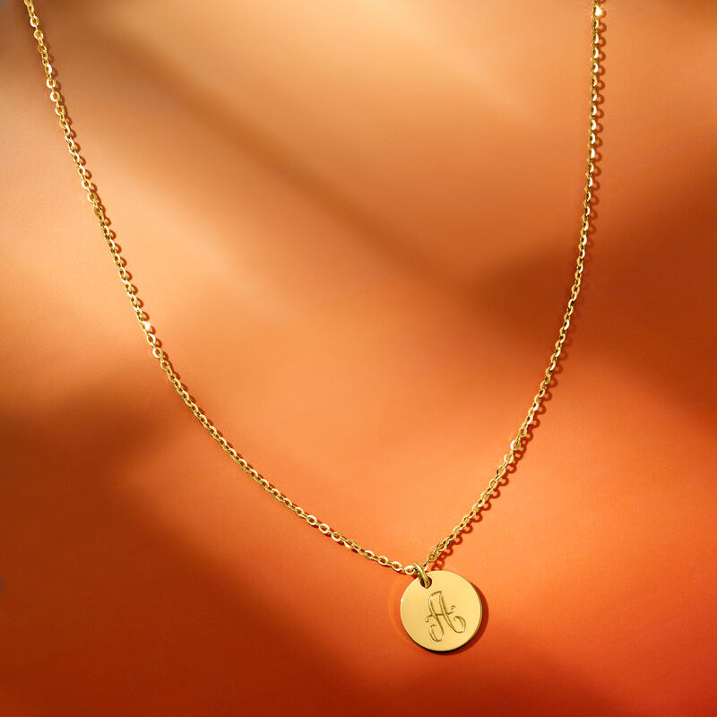 Plain - Italian 14kt Yellow Gold Circle Charm Necklace. 16&quot; image number 4