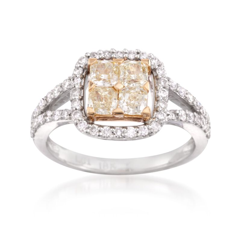 1.00 ct. t.w. Fancy Yellow and White Diamond Engagement Ring in 18kt Two-Tone Gold image number 0