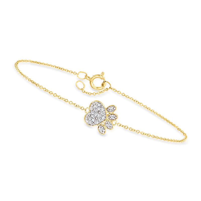 .10 ct. t.w. Diamond Paw Print Bracelet in 10kt Yellow Gold image number 0