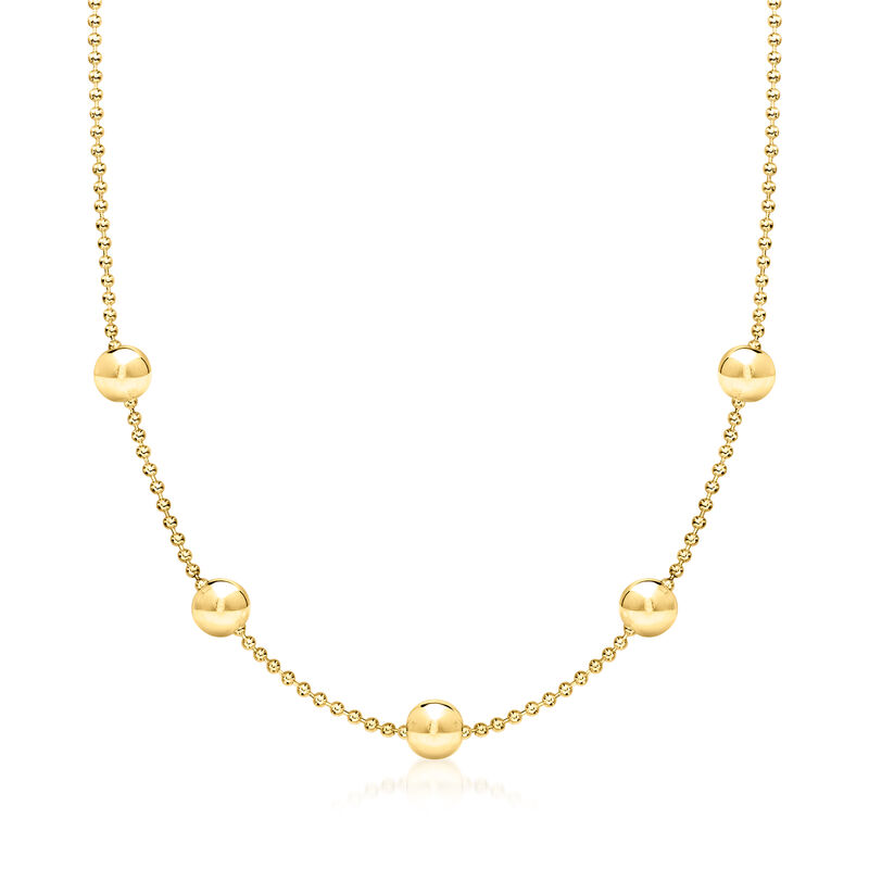 Italian 18kt Gold Over Sterling Bead Station Necklace. 18&quot; image number 1