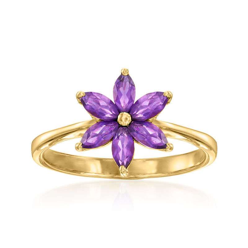 .70 ct. t.w. Amethyst Flower Ring in 18kt Gold Over Sterling image number 0