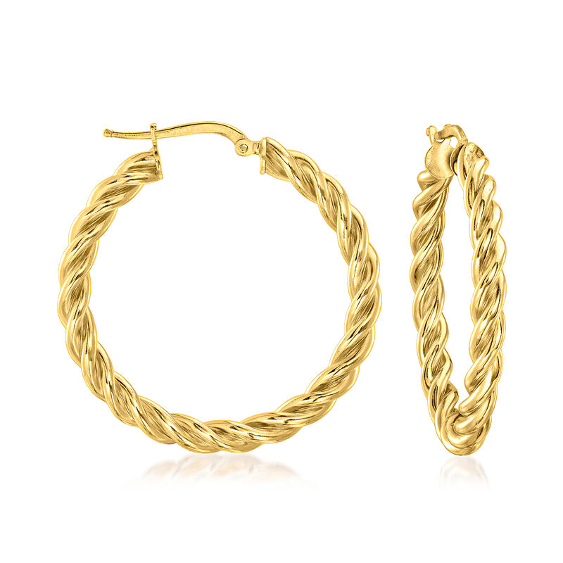 Italian 18kt Gold Over Sterling Twisted Hoop Earrings. 1 1/2&quot; image number 0