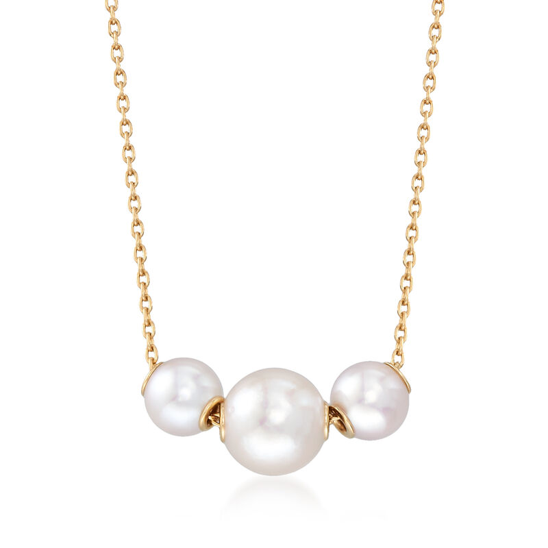 Mikimoto 5.5.-7.5mm A+ Akoya Pearl Necklace in 18kt Yellow Gold  image number 0