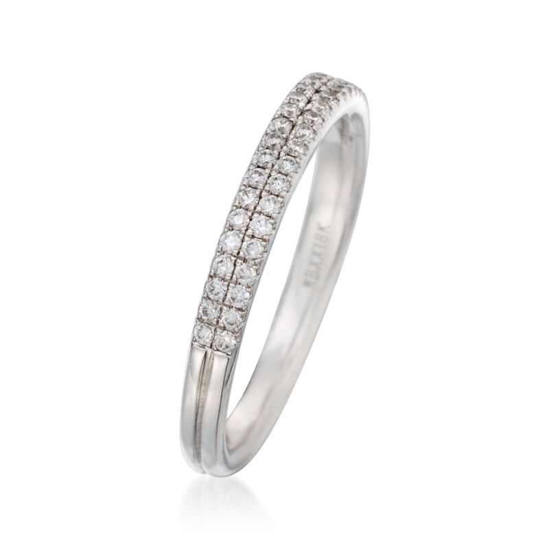 Henri Daussi .30 ct. t.w. Two-Row Pave Diamond Wedding Ring in 18kt White Gold image number 2