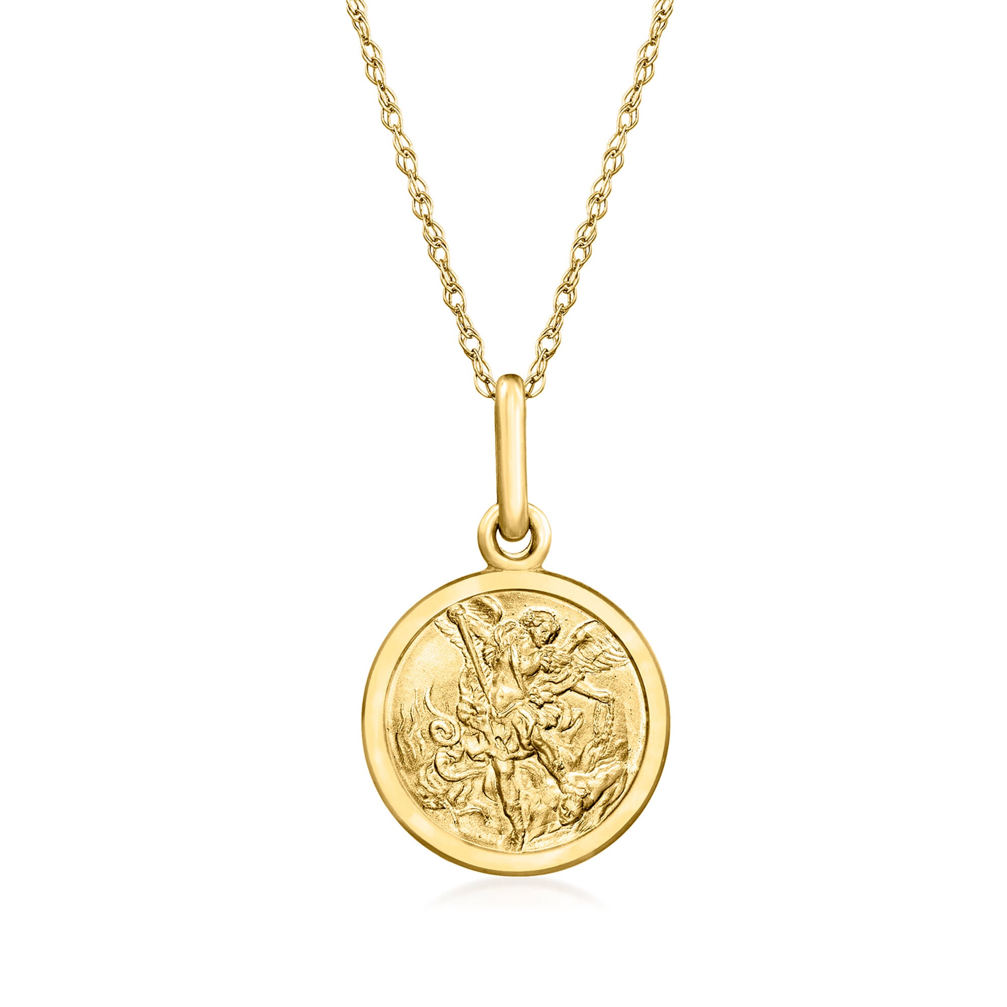 14kt SAK金のネックレス 14kt Yellow Gold Saint Michael Pendant Necklace | Ross Simons