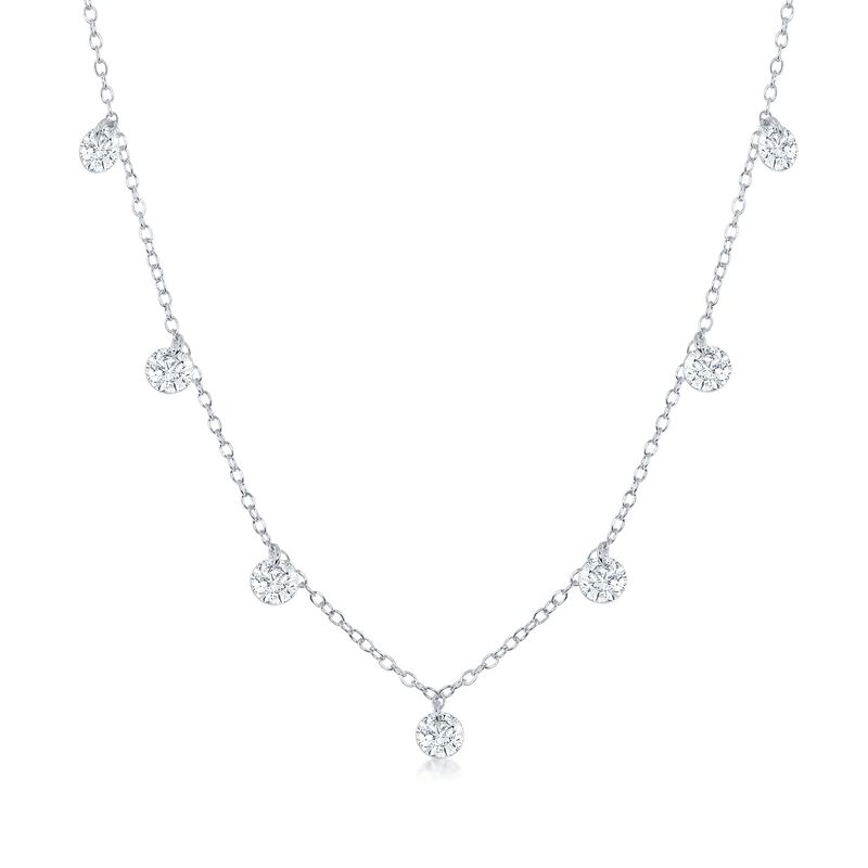 1.75 ct. t.w. CZ Station Necklace in Sterling Silver image number 0