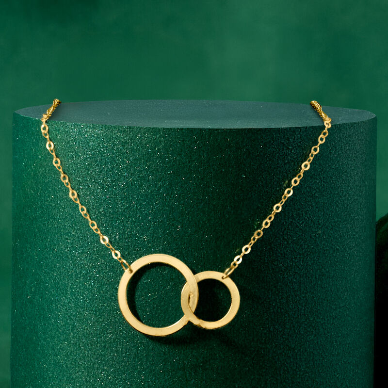 Italian 10kt Yellow Gold Interlocking-Circle Necklace. 16&quot; image number 2