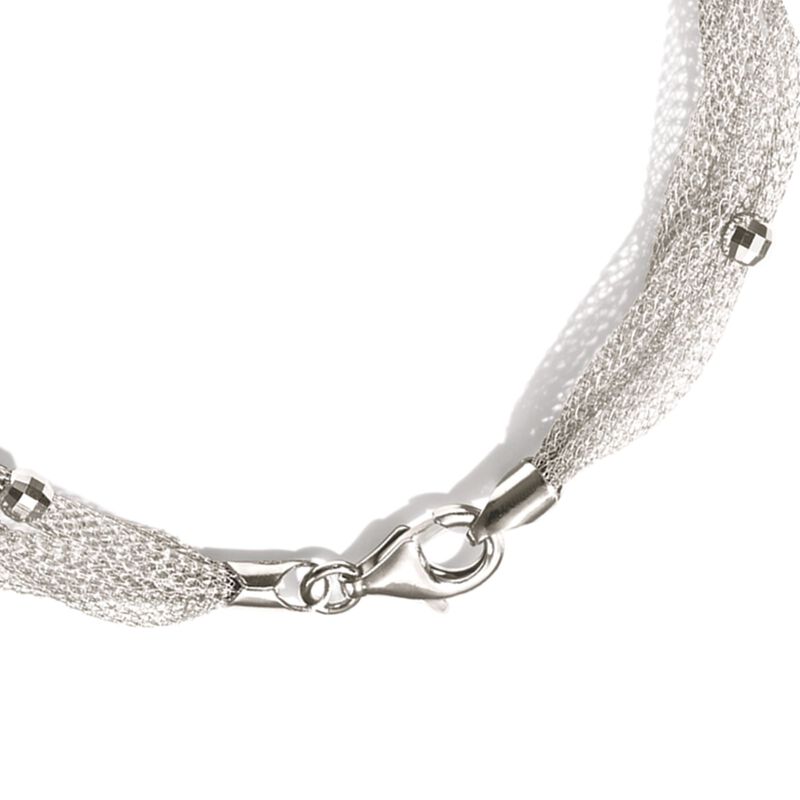 Italian Sterling Silver Multi-Strand Mesh Necklace image number 4