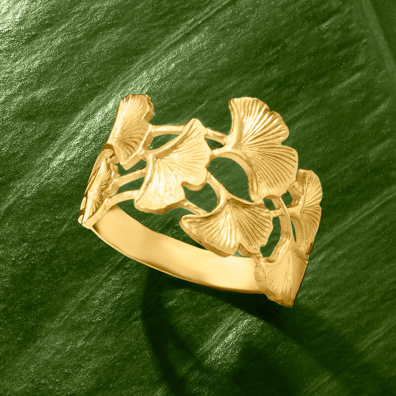 Italian 14kt Yellow Gold Ginkgo Leaf Ring image number 3