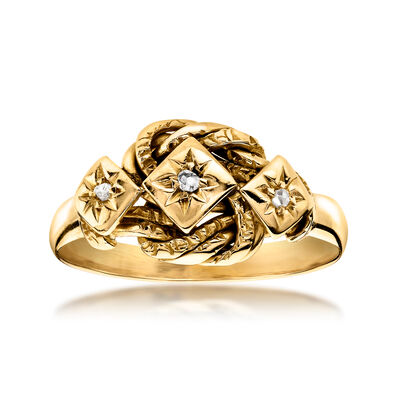 C. 1918 Vintage 18kt Yellow Gold Ring with Diamonds and British Hallmark