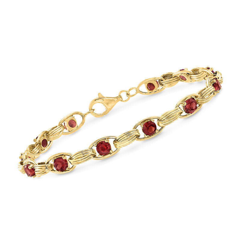 3.40 ct. t.w. Garnet Oval-Link Bracelet in 14kt Yellow Gold image number 0