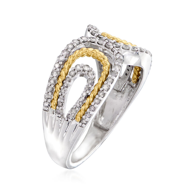 .50 ct. t.w. Diamond Bypass Ring in Sterling Silver with 14kt Yellow Gold image number 2