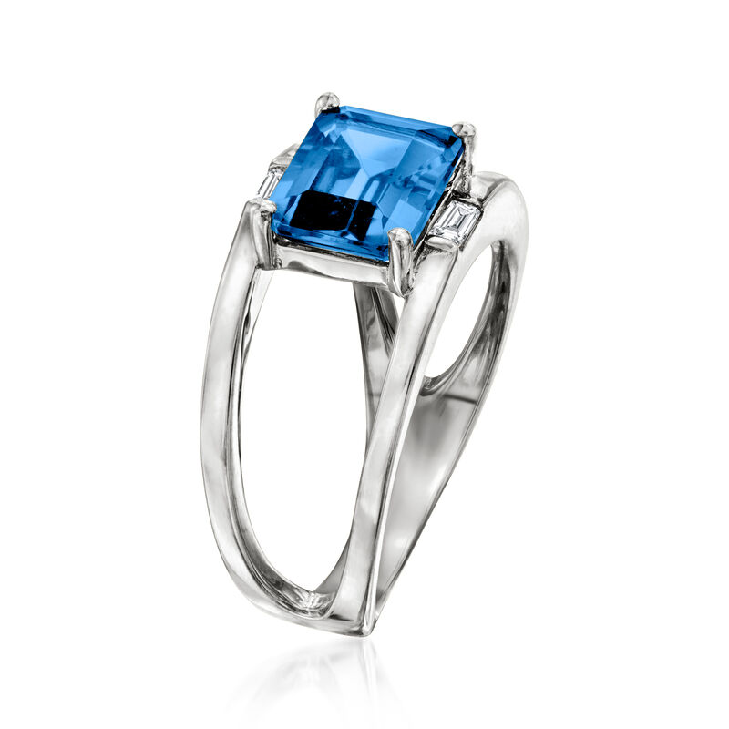 6.00 Carat London Blue Topaz Open-Space Ring with White Topaz Accents in Sterling Silver image number 1