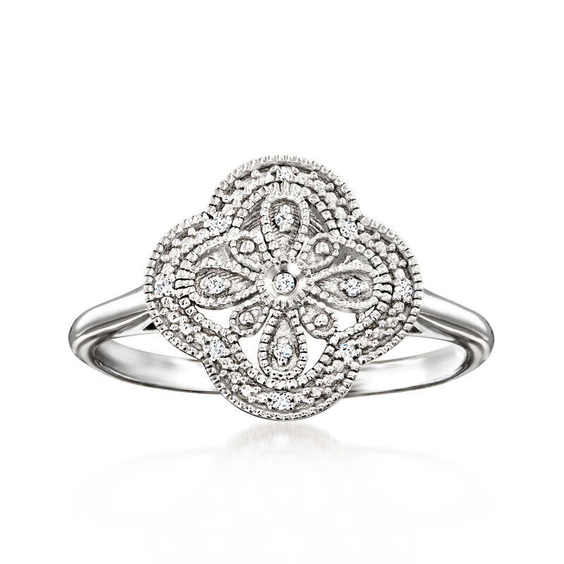 Diamond Flower Ring in Sterling Silver image number 0