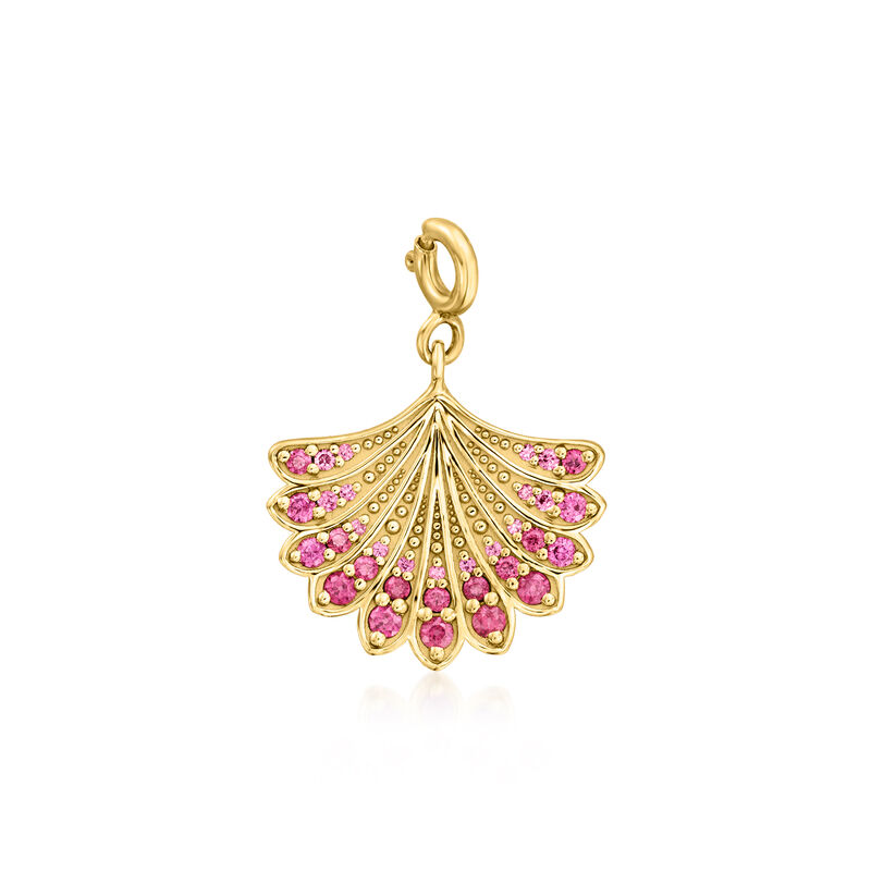 .60 ct. t.w. Rhodolite Garnet Seashell Charm in 18kt Gold Over Sterling  image number 0